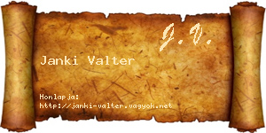 Janki Valter névjegykártya